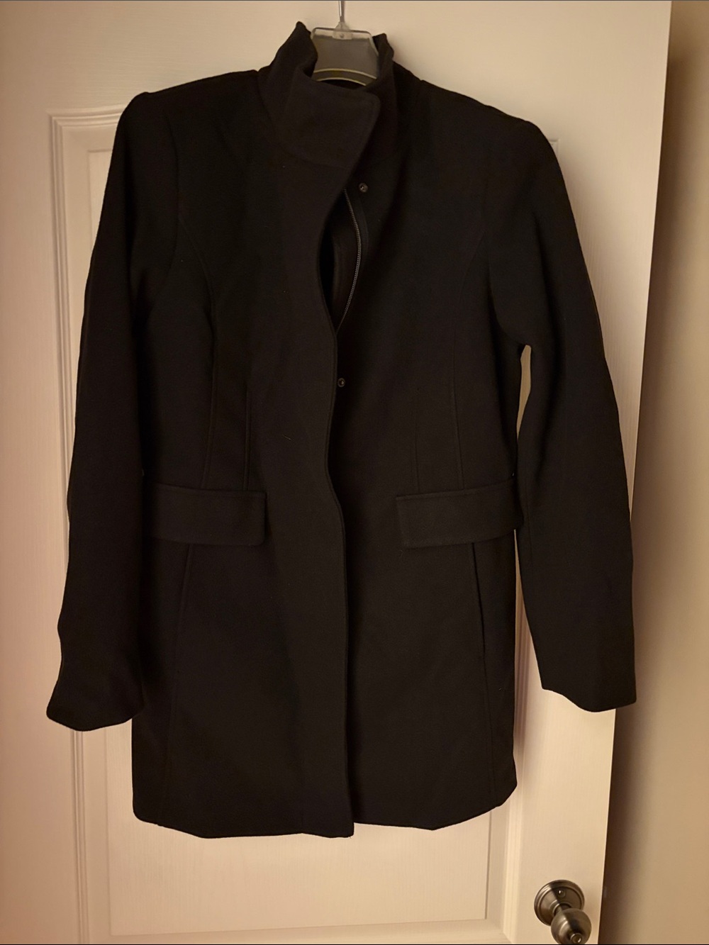 Vince Camuto Black Pea Coat with High Collar